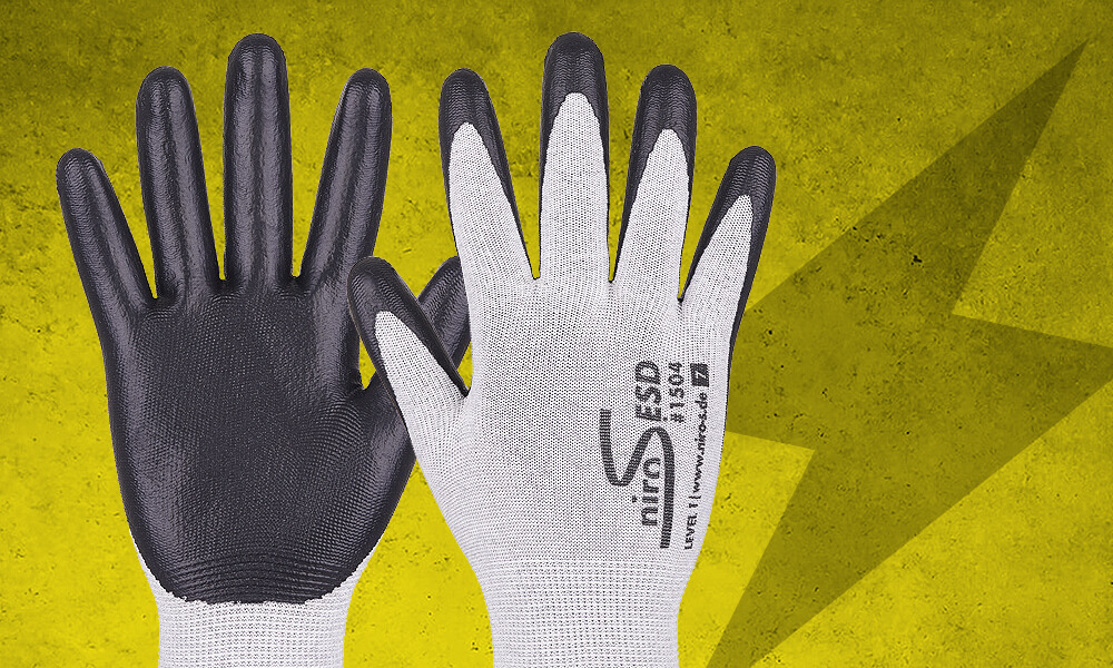 Unser neuer ESD–Handschuh mit Nitrilbeschichtung